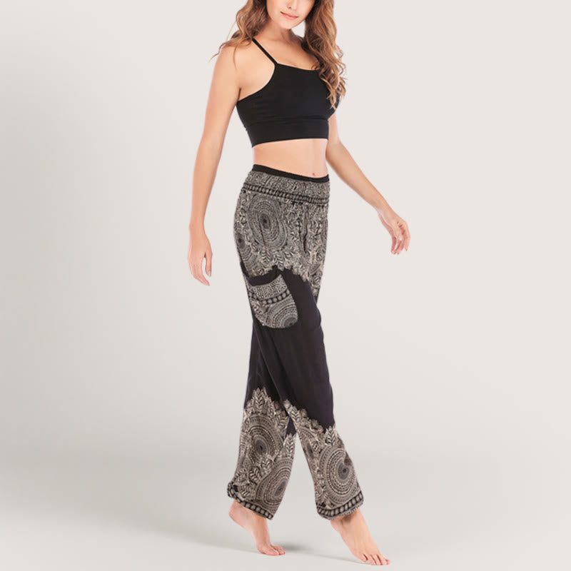 Olivenorma Boho Yoga-Loungehose mit Bündchen