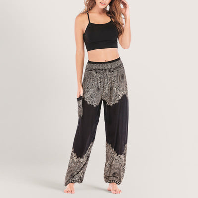 Olivenorma Boho Yoga-Loungehose mit Bündchen