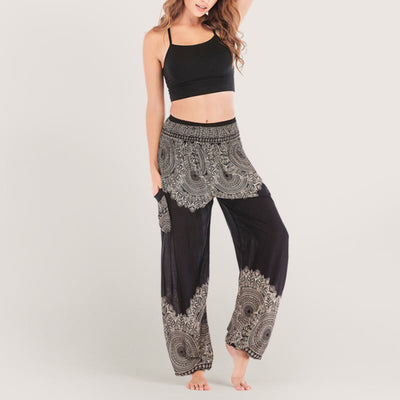 Olivenorma Boho Yoga-Loungehose mit Bündchen
