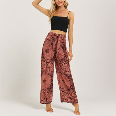 Olivenorma Mandala Boho Yogahose mit weitem Bein