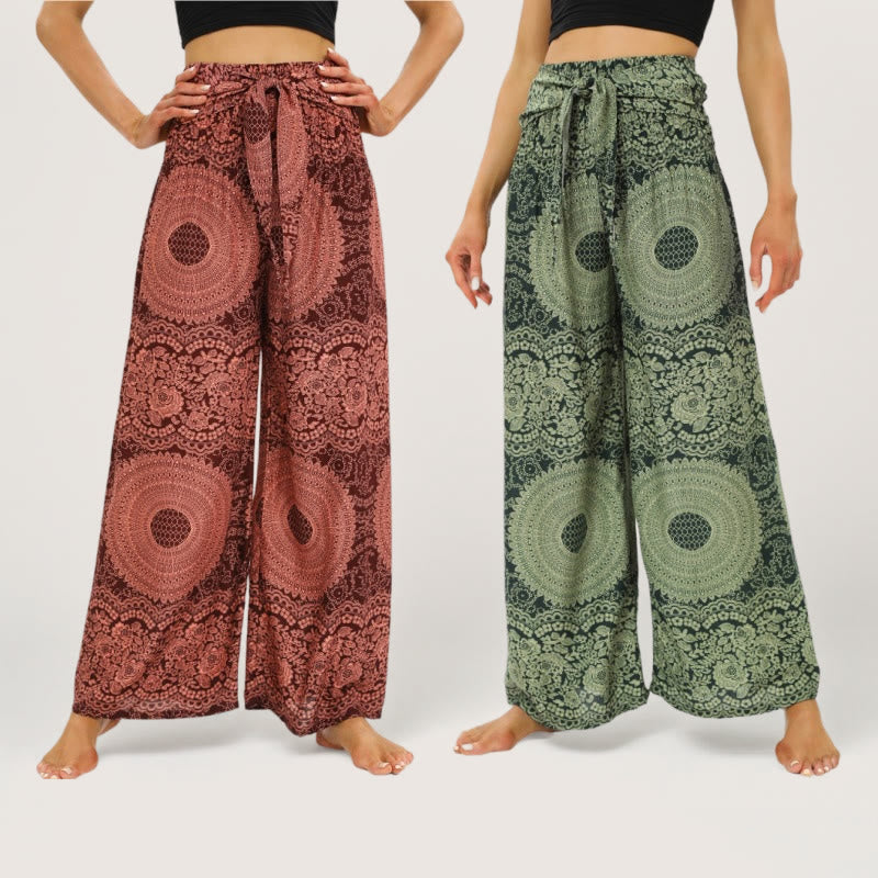 Olivenorma Mandala Boho Yogahose mit weitem Bein