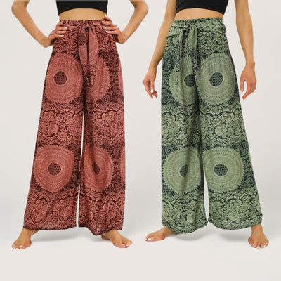 Olivenorma Mandala Boho Yogahose mit weitem Bein
