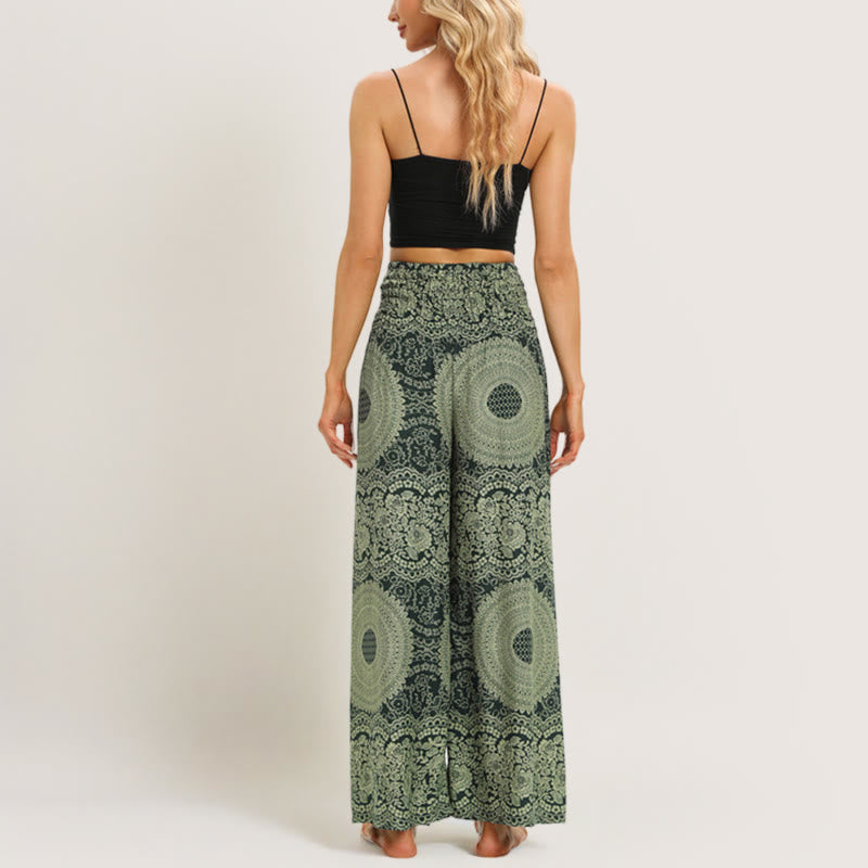 Olivenorma Mandala Boho Yogahose mit weitem Bein