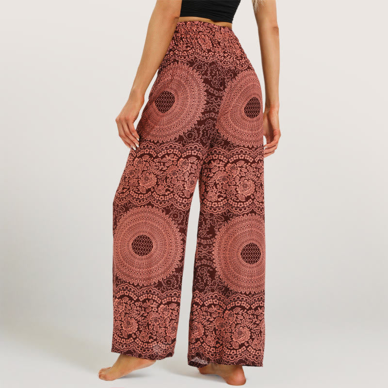 Olivenorma Mandala Boho Yogahose mit weitem Bein