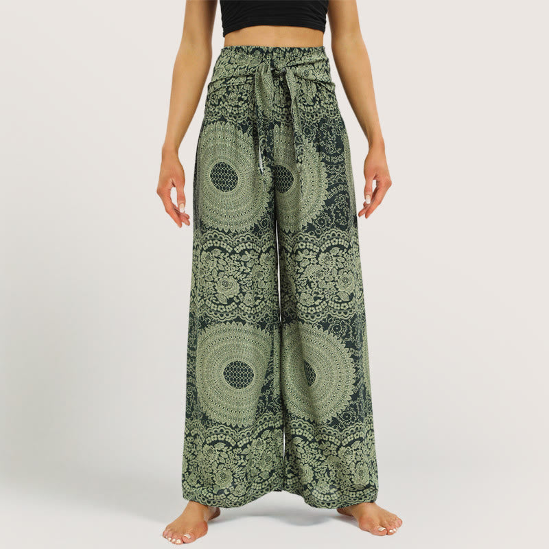 Olivenorma Mandala Boho Yogahose mit weitem Bein