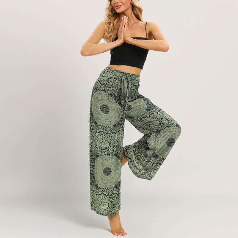 Olivenorma Mandala Boho Yogahose mit weitem Bein