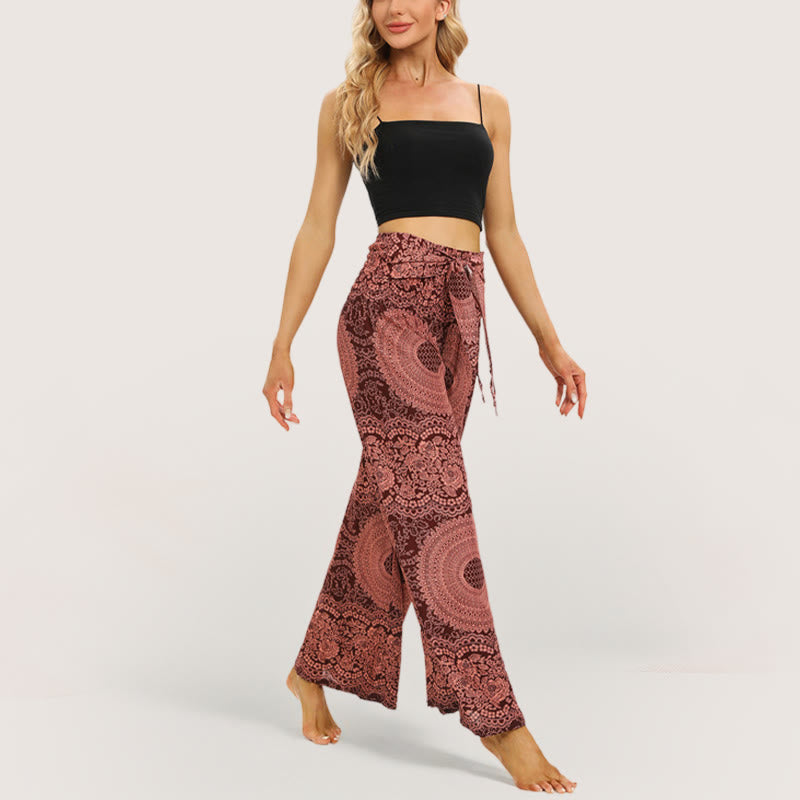 Olivenorma Mandala Boho Yogahose mit weitem Bein