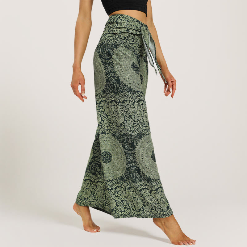 Olivenorma Mandala Boho Yogahose mit weitem Bein