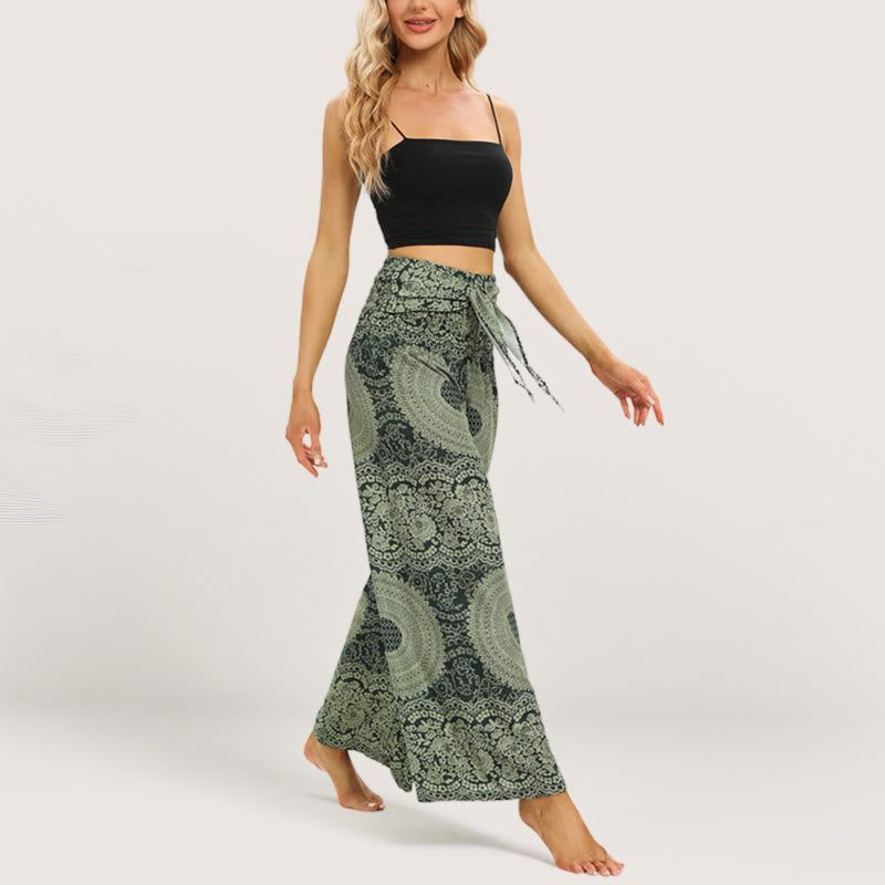 Olivenorma Mandala Boho Yogahose mit weitem Bein