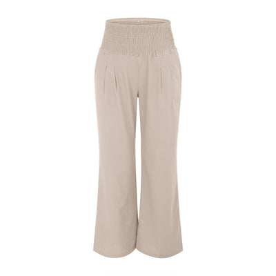 Olivenorma Damen-Loungehose in Unifarbe mit weitem Bein, hoher Taille und lockerer Passform, mit Taschen - image 4
