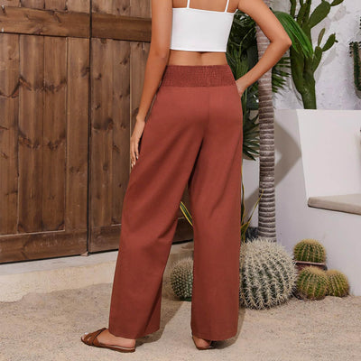 Olivenorma Damen-Loungehose in Unifarbe mit weitem Bein, hoher Taille und lockerer Passform, mit Taschen - image 18
