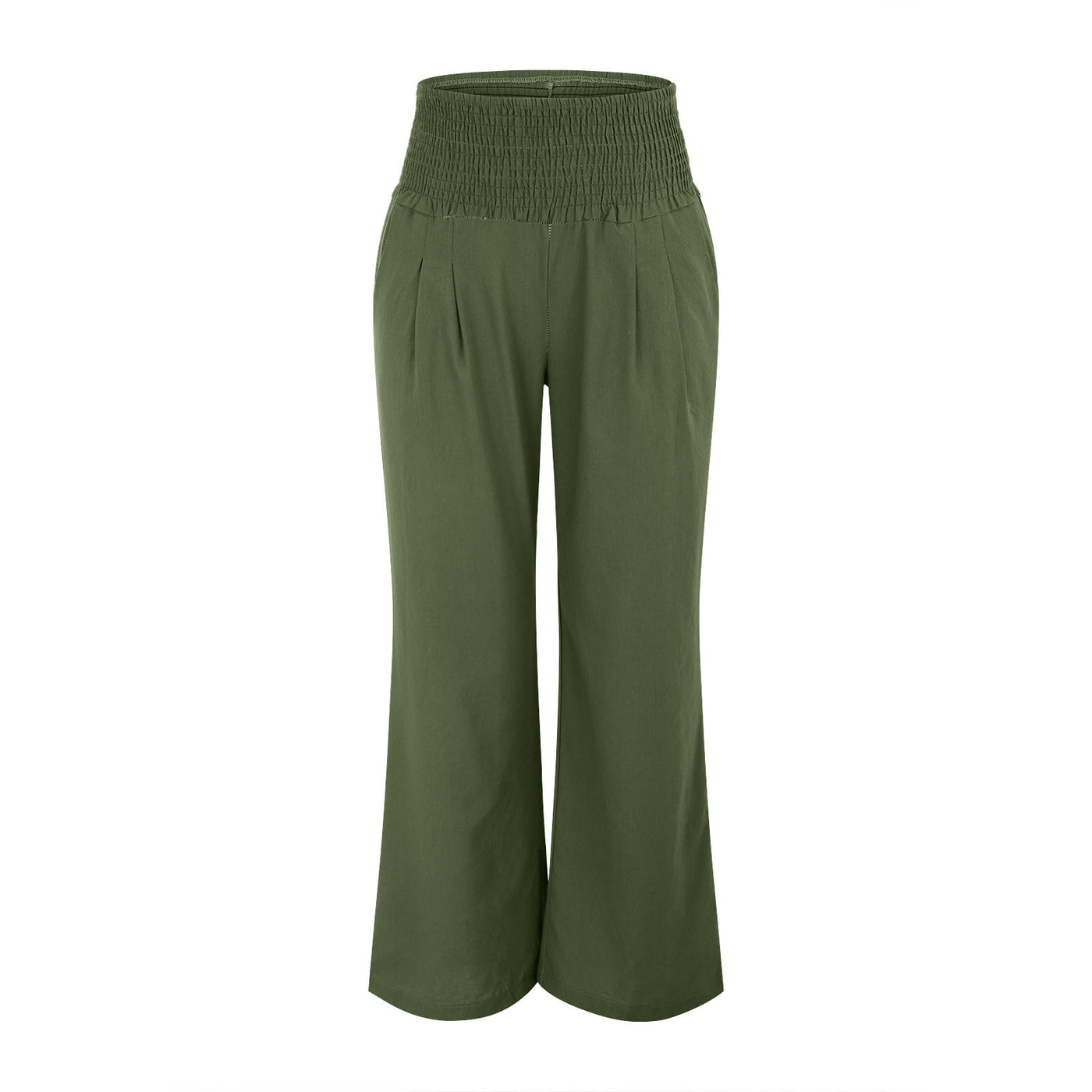 Olivenorma Damen-Loungehose in Unifarbe mit weitem Bein, hoher Taille und lockerer Passform, mit Taschen - image 25