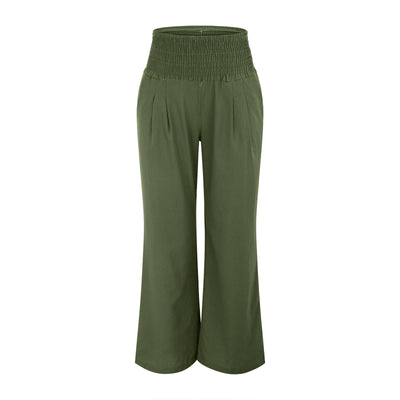 Olivenorma Damen-Loungehose in Unifarbe mit weitem Bein, hoher Taille und lockerer Passform, mit Taschen - image 25