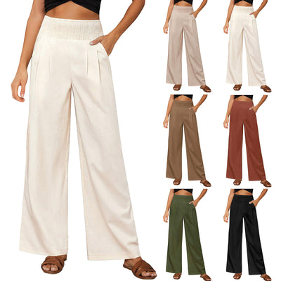 Olivenorma Damen-Loungehose in Unifarbe mit weitem Bein, hoher Taille und lockerer Passform, mit Taschen - image 32