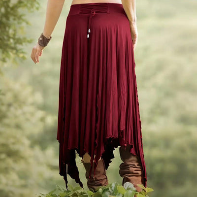 Olivenorma – Einfarbiges Midikleid mit Schlitz im Boho-Stil und Kordelzug - image 7