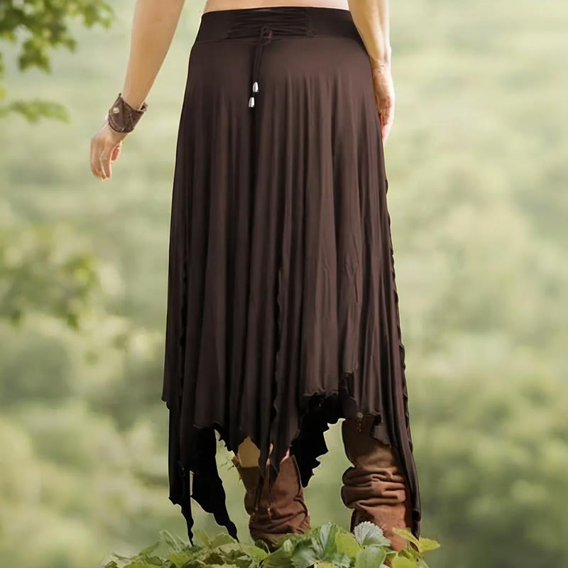 Olivenorma – Einfarbiges Midikleid mit Schlitz im Boho-Stil und Kordelzug - image 28