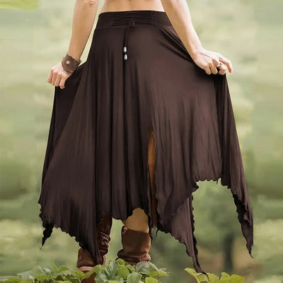Olivenorma – Einfarbiges Midikleid mit Schlitz im Boho-Stil und Kordelzug - image 29