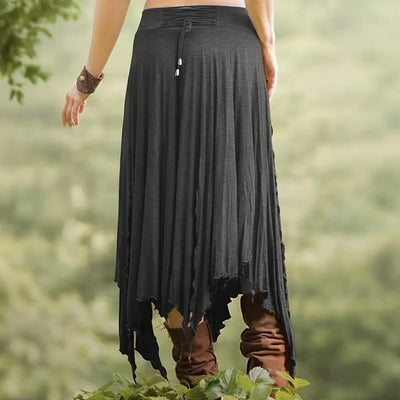 Olivenorma – Einfarbiges Midikleid mit Schlitz im Boho-Stil und Kordelzug - image 12