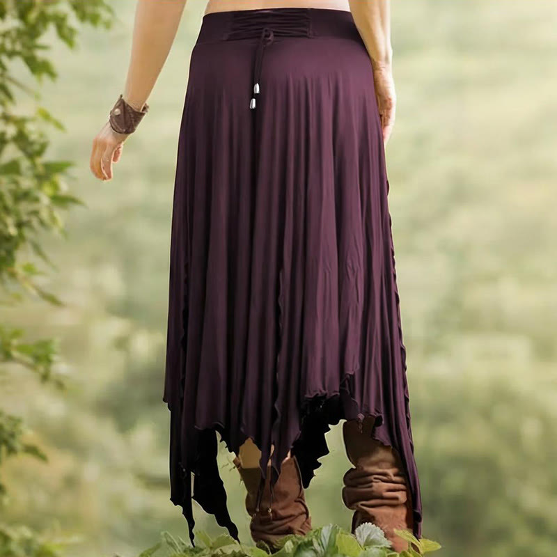 Olivenorma – Einfarbiges Midikleid mit Schlitz im Boho-Stil und Kordelzug - image 25