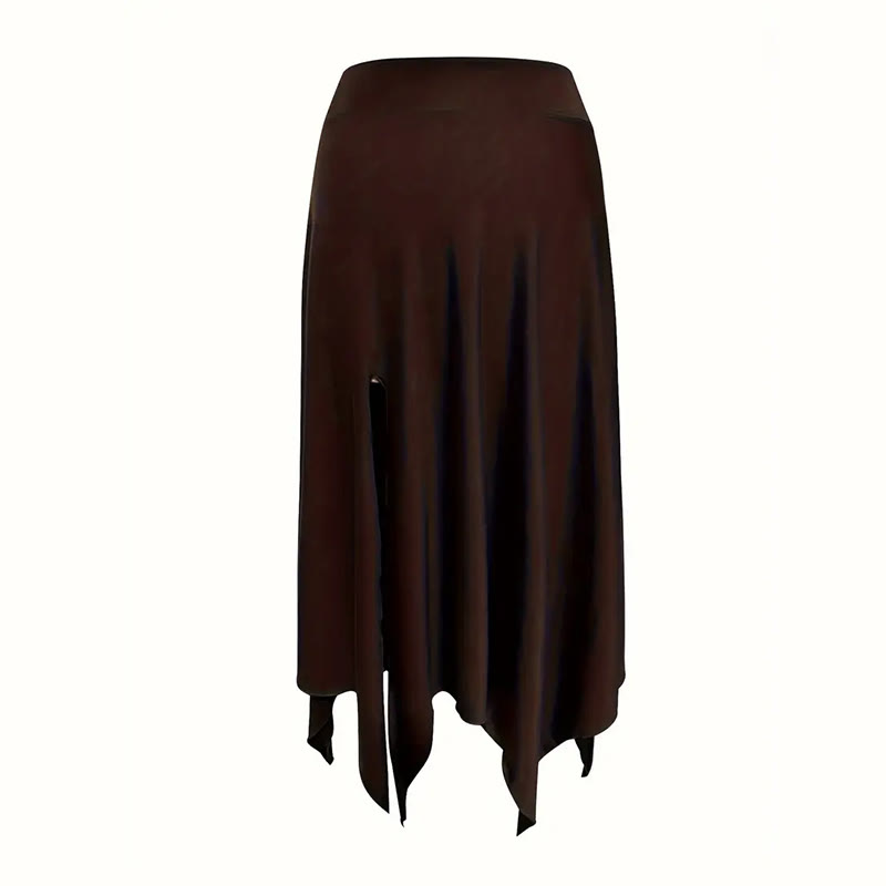 Olivenorma – Einfarbiges Midikleid mit Schlitz im Boho-Stil und Kordelzug - image 30
