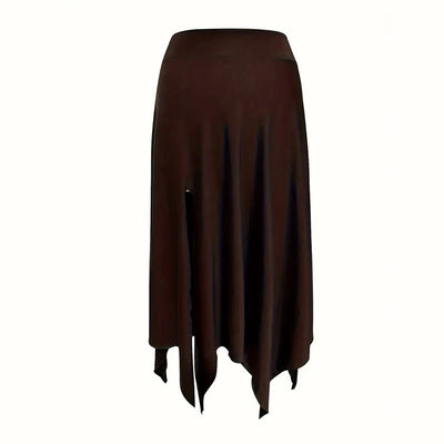 Olivenorma – Einfarbiges Midikleid mit Schlitz im Boho-Stil und Kordelzug - image 30