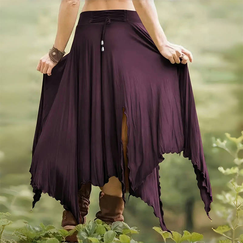 Olivenorma – Einfarbiges Midikleid mit Schlitz im Boho-Stil und Kordelzug - image 26