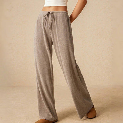 Olivenorma Einfarbige, lässige, hoch taillierte, elastische Damenhose mit geradem Bein - Beige - L - image 1