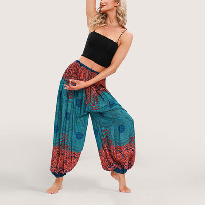 Olivenorma Vibrant Boho Mandala Damen Haremshose mit elastischer Taille