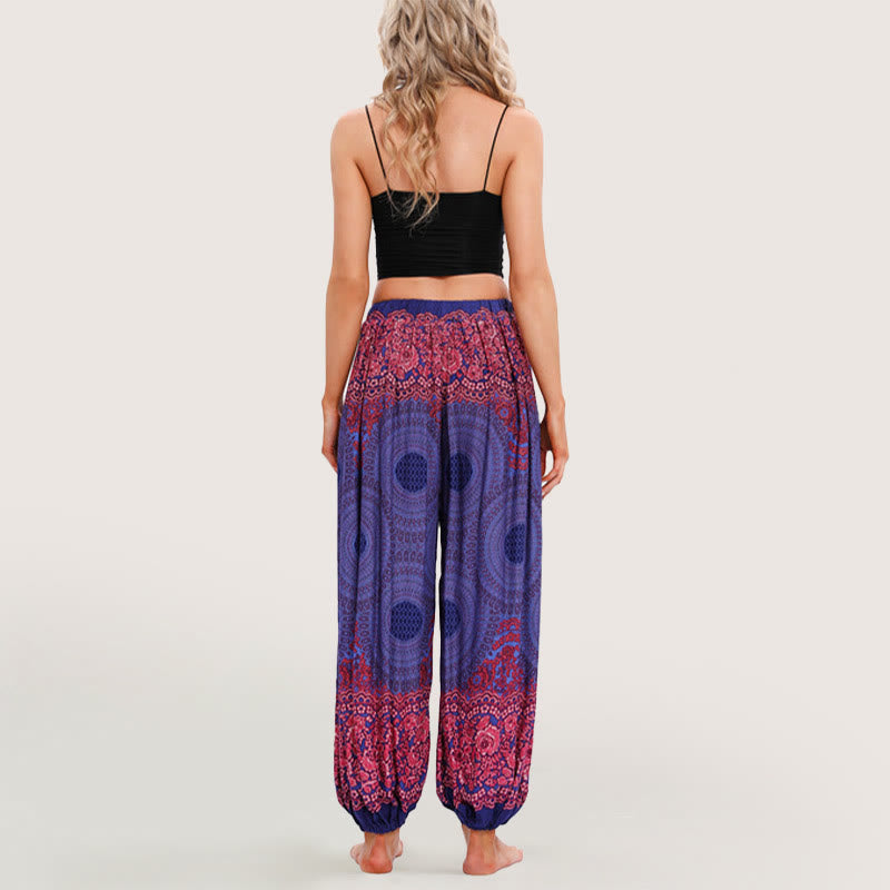 Olivenorma Vibrant Boho Mandala Damen Haremshose mit elastischer Taille
