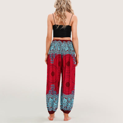 Olivenorma Vibrant Boho Mandala Damen Haremshose mit elastischer Taille