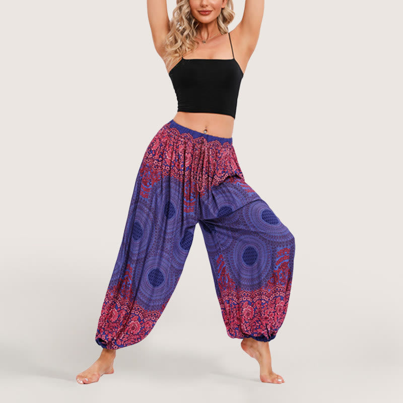 Olivenorma Vibrant Boho Mandala Damen Haremshose mit elastischer Taille