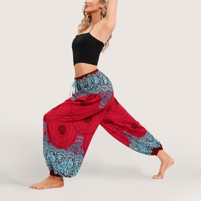 Olivenorma Vibrant Boho Mandala Damen Haremshose mit elastischer Taille