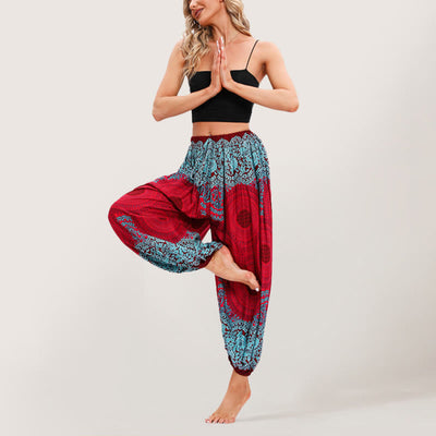 Olivenorma Vibrant Boho Mandala Damen Haremshose mit elastischer Taille