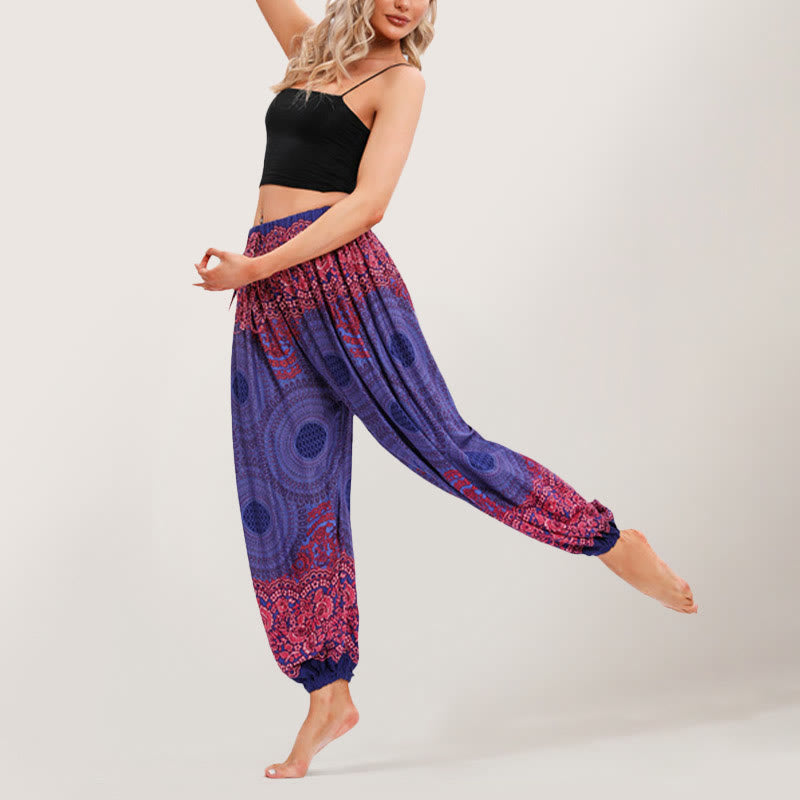 Olivenorma Vibrant Boho Mandala Damen Haremshose mit elastischer Taille