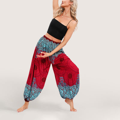 Olivenorma Vibrant Boho Mandala Damen Haremshose mit elastischer Taille