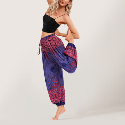 Olivenorma Vibrant Boho Mandala Damen Haremshose mit elastischer Taille