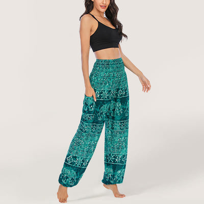 Olivenorma Elefanten-Yogahose aus Viskose, Haremshose für Damen mit elastischer Taille