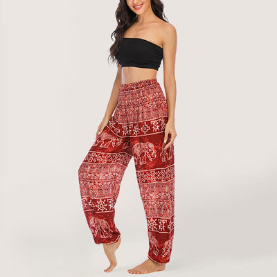 Olivenorma Elefanten-Yogahose aus Viskose, Haremshose für Damen mit elastischer Taille