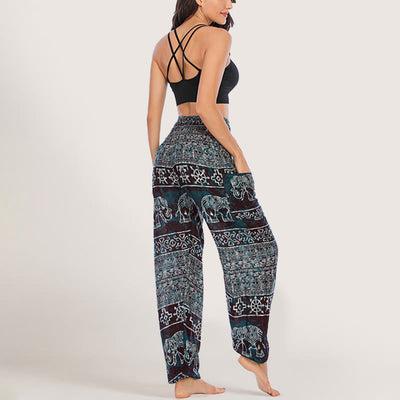 Olivenorma Elefanten-Yogahose aus Viskose, Haremshose für Damen mit elastischer Taille