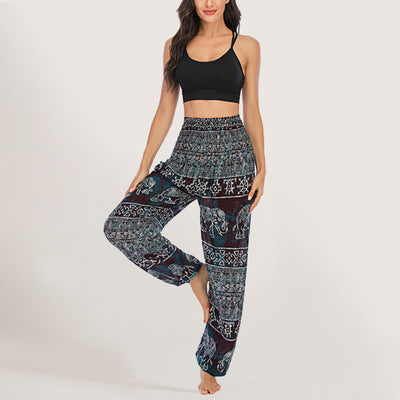 Olivenorma Elefanten-Yogahose aus Viskose, Haremshose für Damen mit elastischer Taille