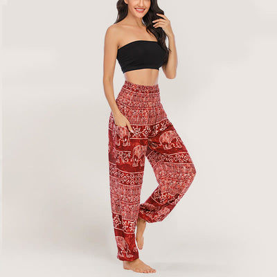 Olivenorma Elefanten-Yogahose aus Viskose, Haremshose für Damen mit elastischer Taille
