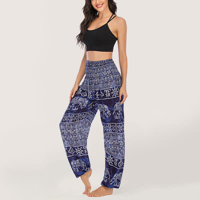 Olivenorma Elefanten-Yogahose aus Viskose, Haremshose für Damen mit elastischer Taille