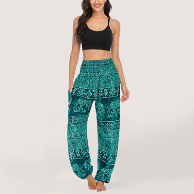 Olivenorma Elefanten-Yogahose aus Viskose, Haremshose für Damen mit elastischer Taille