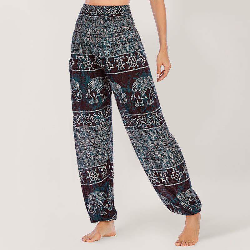 Olivenorma Elefanten-Yogahose aus Viskose, Haremshose für Damen mit elastischer Taille