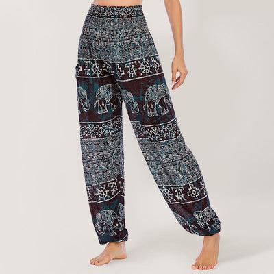 Olivenorma Elefanten-Yogahose aus Viskose, Haremshose für Damen mit elastischer Taille