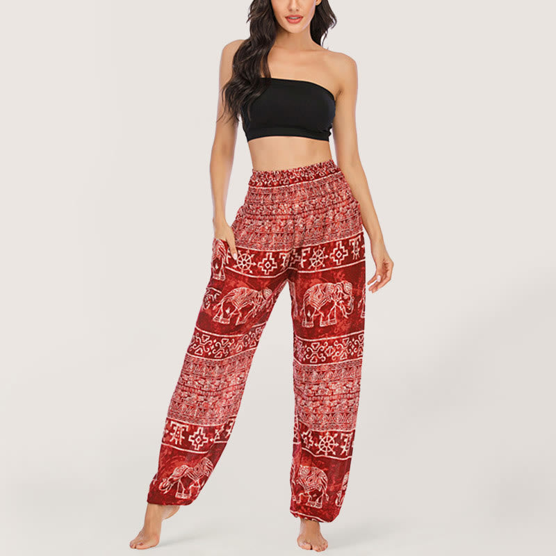 Olivenorma Elefanten-Yogahose aus Viskose, Haremshose für Damen mit elastischer Taille
