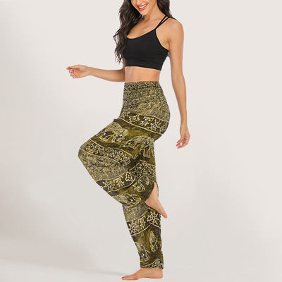 Olivenorma Elefanten-Yogahose aus Viskose, Haremshose für Damen mit elastischer Taille
