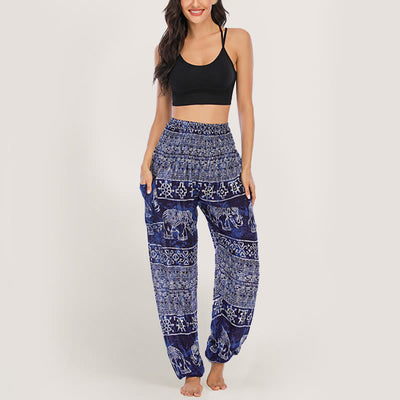 Olivenorma Elefanten-Yogahose aus Viskose, Haremshose für Damen mit elastischer Taille