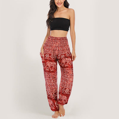 Olivenorma Elefanten-Yogahose aus Viskose, Haremshose für Damen mit elastischer Taille