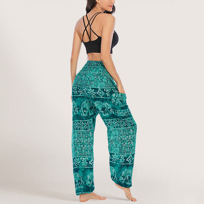 Olivenorma Elefanten-Yogahose aus Viskose, Haremshose für Damen mit elastischer Taille